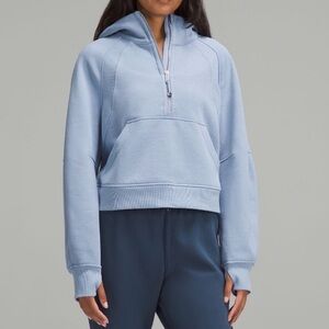 Lululemon Athletica Light Blue Scuba Oversized Half Zip Cropped Hoodie